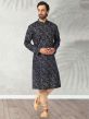 Dark Blue Colour Cotton Fabric Mens Kurta Pajama.