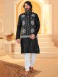 Black Colour Art Silk Fabric Mens Kurta Pajama Jacket.