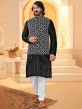 Black Colour Art Silk Fabric Kurta Pajama Jacket.