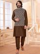 Brown Colour Art Silk Fabric Designer Kurta Pajama Jacket.