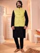 Black,Yellow Colour Kurta Pajama Jacket in Art Silk Fabric.