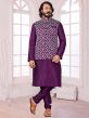 Purple Colour Art Silk Fabric Designer Kurta Pajama Jacket.