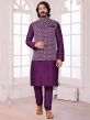 Purple Colour Party Wear Kurta Pajama Jacket.