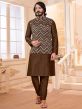 Brown Colour Art Silk Fabric Kurta Pajama Jacket.