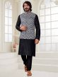 Black,Grey Colour Art Silk Fabric Mens Kurta Jacket.