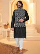 Black Colour Art Silk Fabric Party Wear Kurta Pajama Jacket.