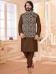 Brown Colour Art Silk Fabric Mens Kurta Pajama Jacket.