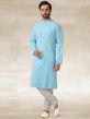 Sky Blue Colour Cotton Fabric Casual Kurta Pajama.