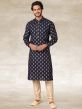 Navy Blue Colour Cotton Kurta Pajama.