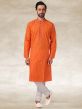 Orange Colour Cotton Designer Kurta Pajama.