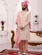 Lucknowi Fabric Indian Wedding Sherwani Cream Colour.