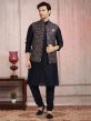 Blue Colour Banarasi Silk Fabric Kurta Pajama Jacket.