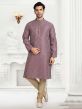 Purple Colour Jacquard,Brocade Silk Fabric Mens Kurta Pajama.