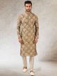 Beige Colour Art Silk Fabric Mens Kurta Pajama.