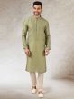 Green Colour Art Silk Fabric Printed Kurta Pajama.