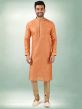 Orange Colour Traditional Kurta Pajama in Art Silk Fabric.