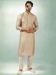 Beige Colour Printed Kurta Pajama in Art Silk Fabric.