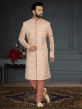 Peach Colour Indian Designer Sherwani in Jacquard,Silk Fabric.