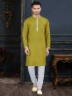 Mehendi Green Colour Cotton Fabric Kurta Pajama.