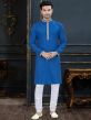 Blue Colour Party Wear Kurta Pajama in Cotton Fabric.