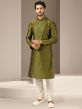 Mehendi Green Colour Banarasi Silk Fabric Designer Kurta Pajama.