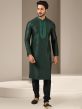 Green Colour Kurta Pajama in Banarasi Silk Fabric.