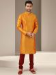 Orange Colour Banarasi Silk Fabric Traditional Kurta Pajama.