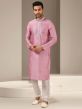 Pink Colour Banarasi Silk Fabric Wedding Kurta Pajama.