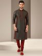 Maroon,Green Colour Banarasi Silk Fabric Mens Kurta Pajama.