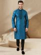 Blue Colour Banarasi Silk Fabric Designer Kurta Pajama.