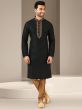 Black Colour Party Wear Kurta Pajama in Banarasi Silk Fabric.