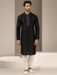 Black Colour Mens Kurta Pajama in Banarasi Silk Fabric.