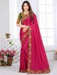 Red,Pink Colour Silk Fabric Indian Designer Saree.