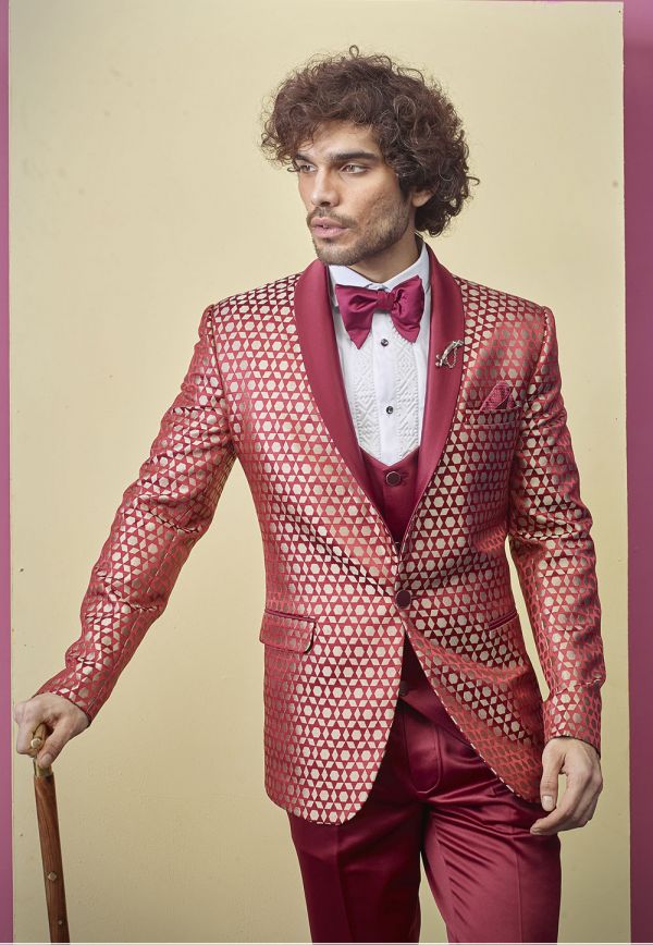 red satin suit mens