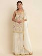 White Thread Embroidered Sharara Suit With Embroidery