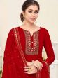 Red Georgette Palazzo Style Suit Set