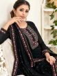 Black Palazzo Style Suit With Embroidery