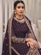 Purple Georgette Sharara Suit With Embroidery