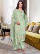 Green Thread Embroidered Suit In Viscose