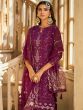 Purple Sequins Embroidered Pant Style Salwar Kameez