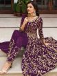 Purple Net Embroidered Slitted Salwar Suit