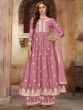 Pink Thread Embroidered Anarkali Suit With Palazzo