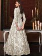 White Embroidered Anarkali Suit In Net