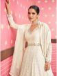 White Embroidered Anarkali Salwar Suit With Dupatta