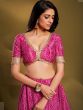 Pink Printed Festive Lehenga Set In Crepe