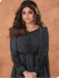 Shamita Shetty Grey Embroidered Anarkali Salwar Kameez