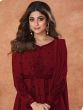 Shamita Shetty Maroon Embroidered Salwar Suit In Georgette