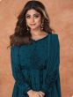 Shamita Shetty Blue Embroidered Anarkali Suit With Dupatta