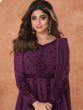 Shamita Shetty Purple Thread Embroidered Suit In Georgette