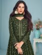 Green Embroidered Anarkali Suit In Georgette